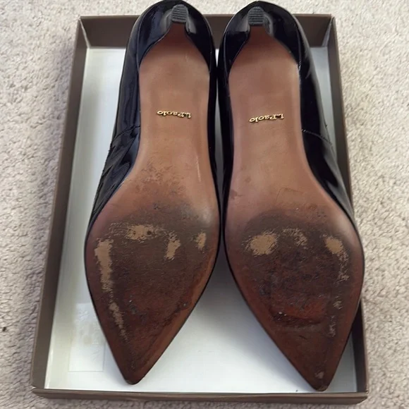 Paolo Black Patent Leather Heels with Ankle Straps - Picture 4 of 6